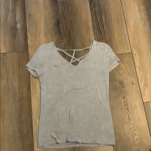 gray criss cross top